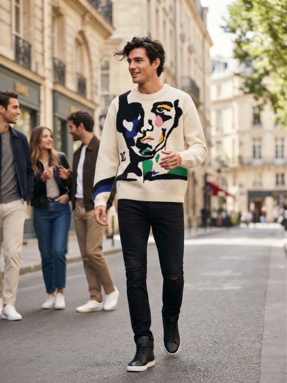 Louis Vuitton Portrait Intarsia Crewneck Sweater Size XL